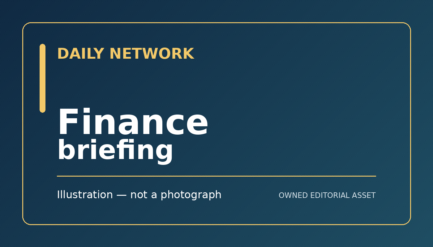 Daily Network finance briefing tile, illustration, not a photograph