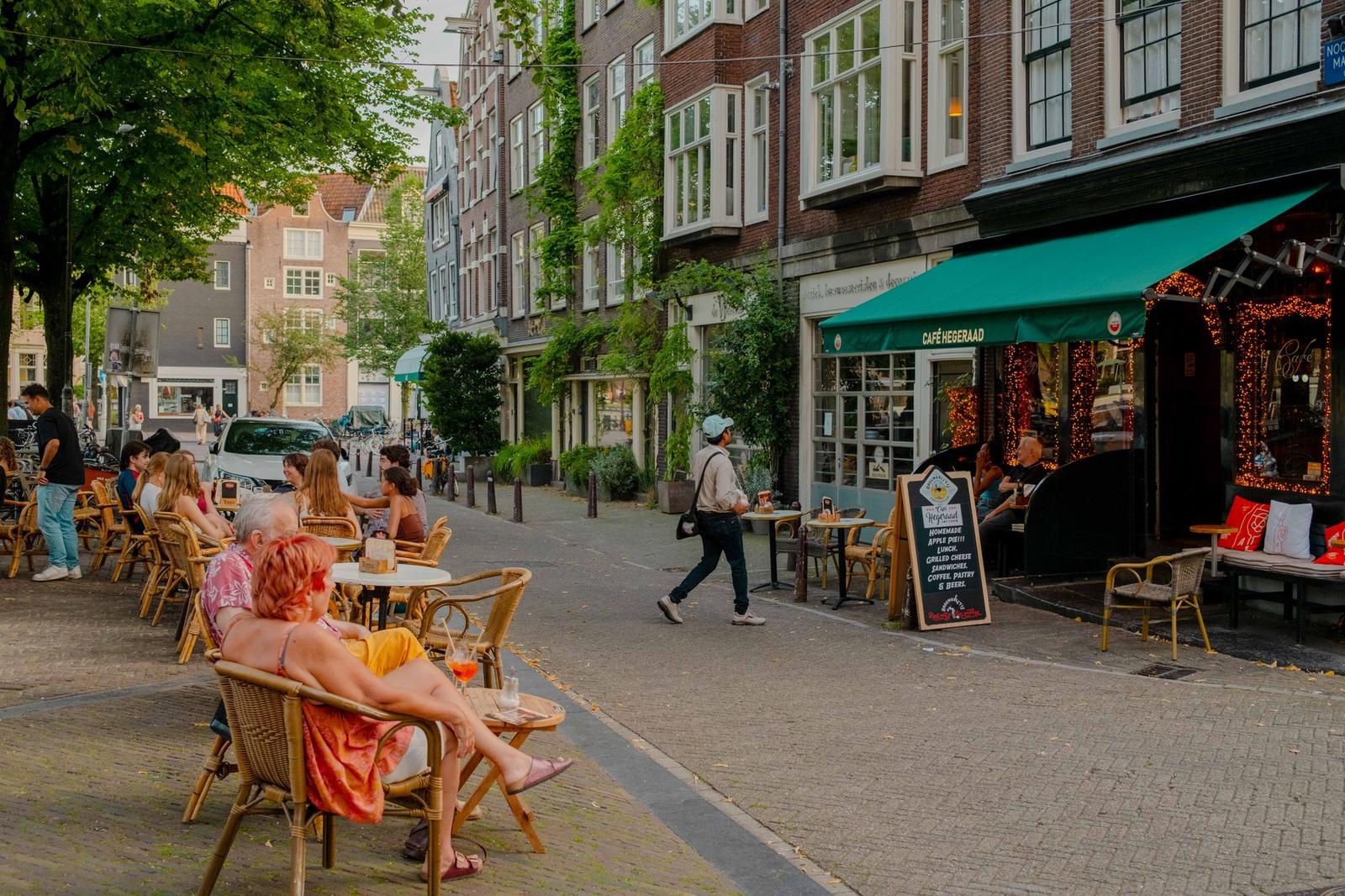 Outdoor Cafe Scene in Amsterdam Street